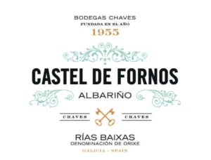 Botella de Albariño Castel de Fornos, vino seco de Rías Baixas.